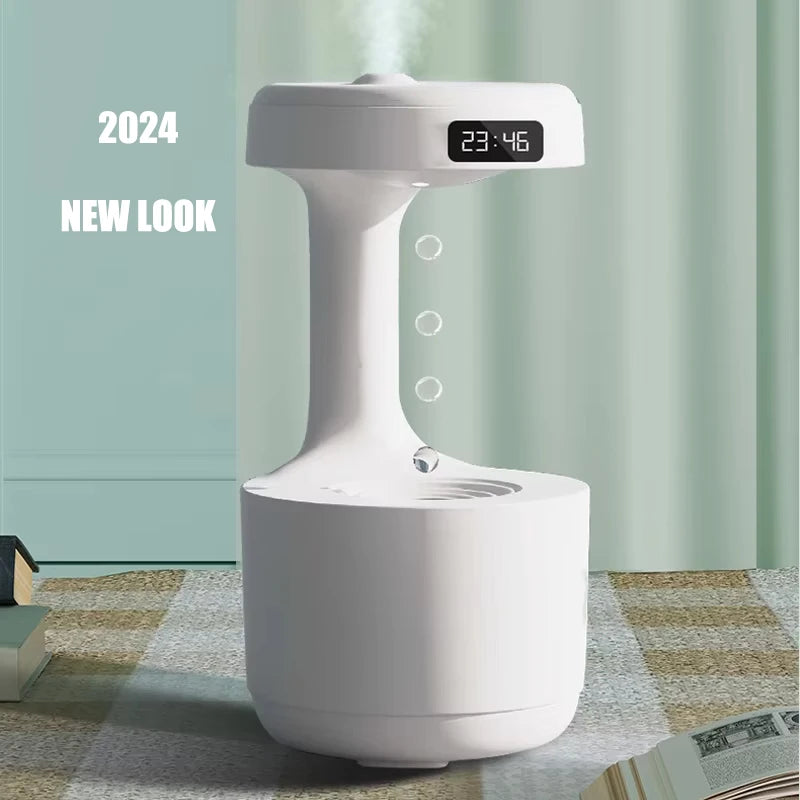 Water Droplet Humidifier with Anti-Gravity Effect and Clock