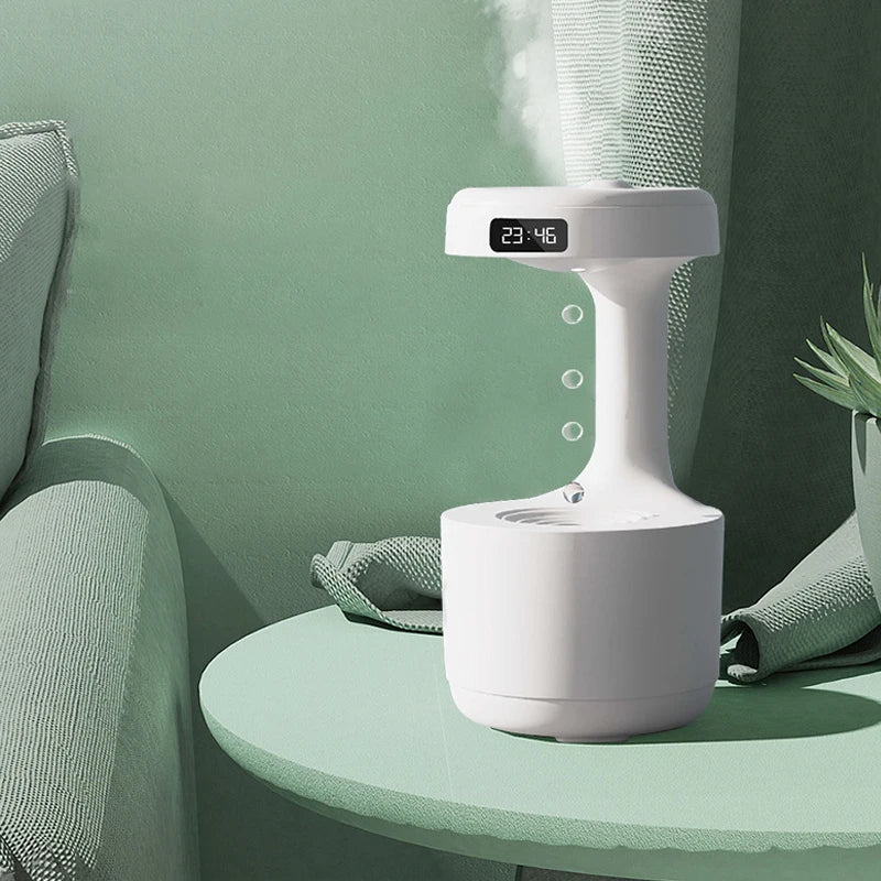 Water Droplet Humidifier with Anti-Gravity Effect and Clock