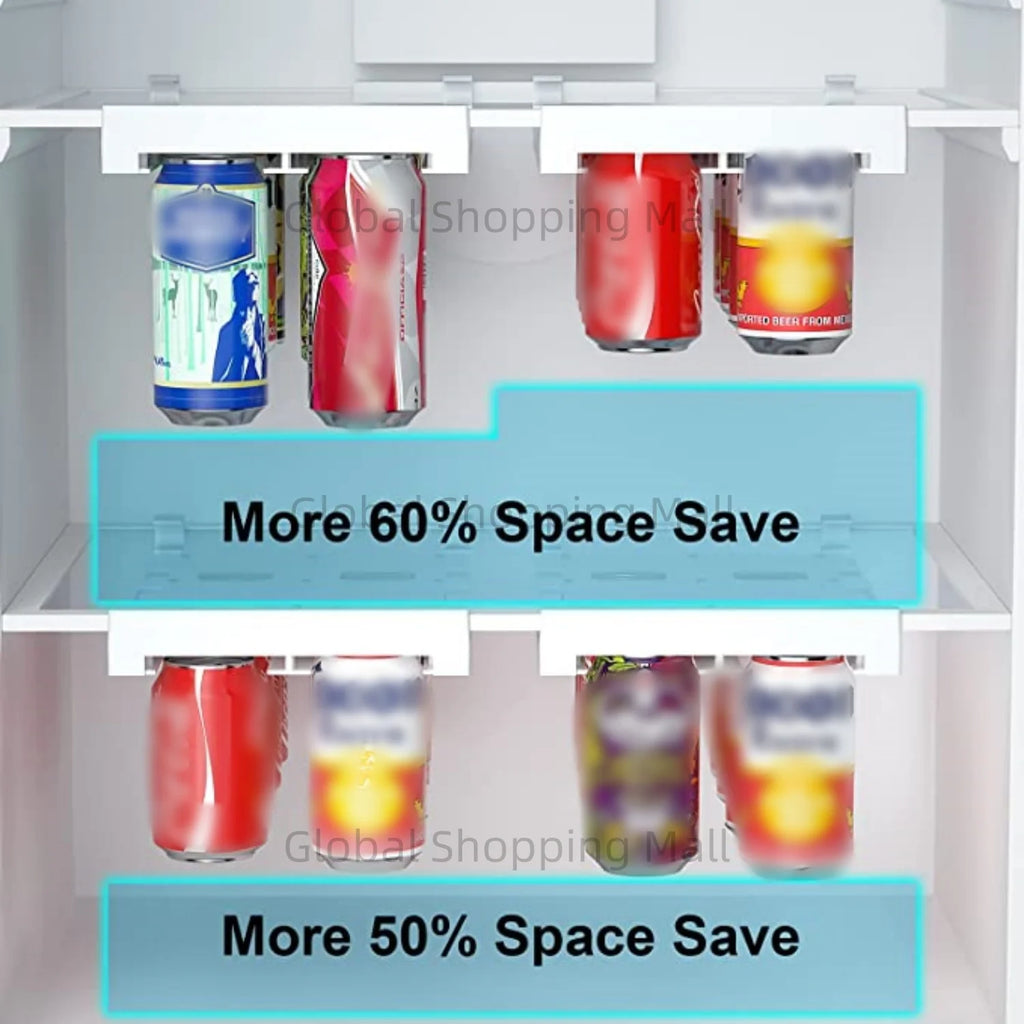 Refrigerator Slide-Under Can Dispenser & Storage Rack
