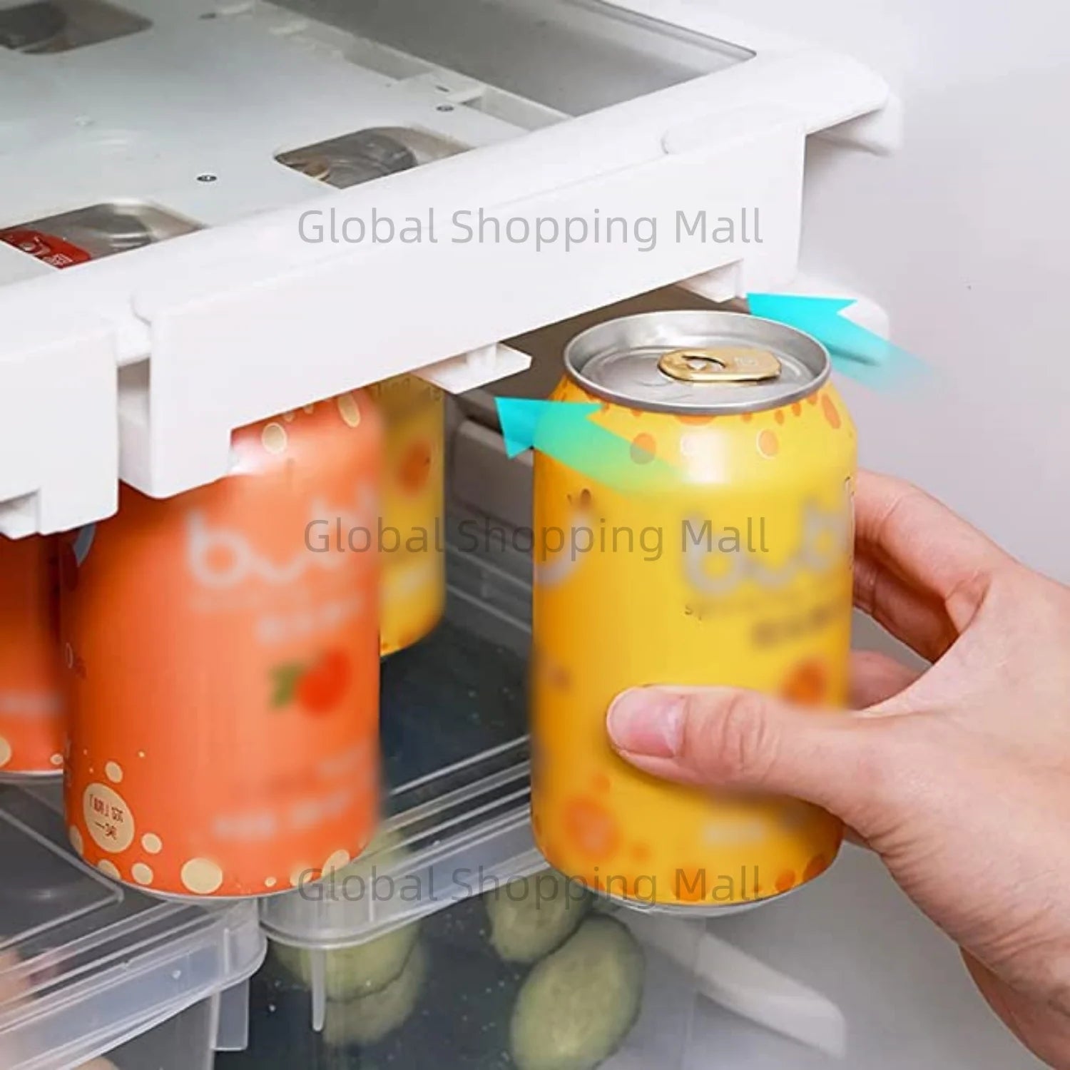 Refrigerator Slide-Under Can Dispenser & Storage Rack