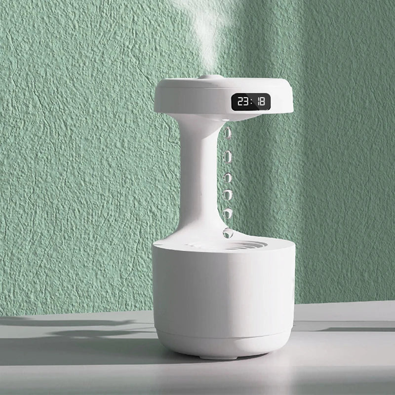 Water Droplet Humidifier with Anti-Gravity Effect and Clock